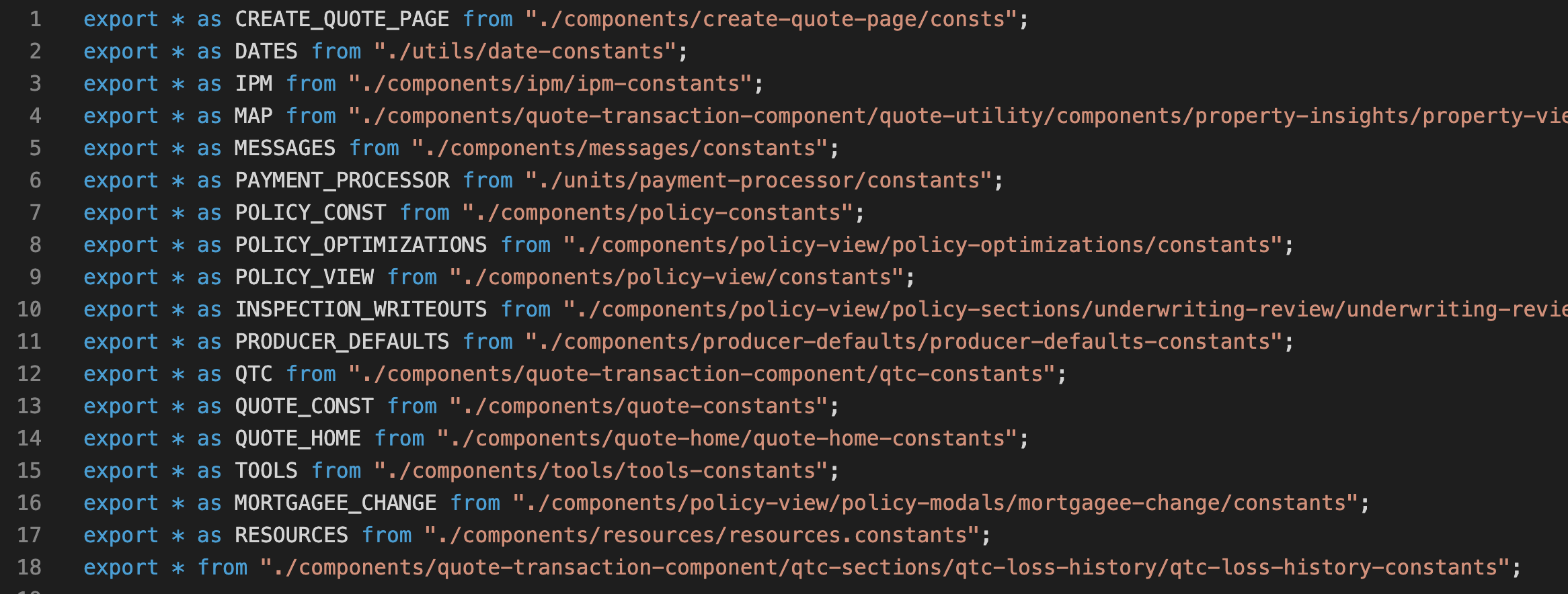 Shared constants files